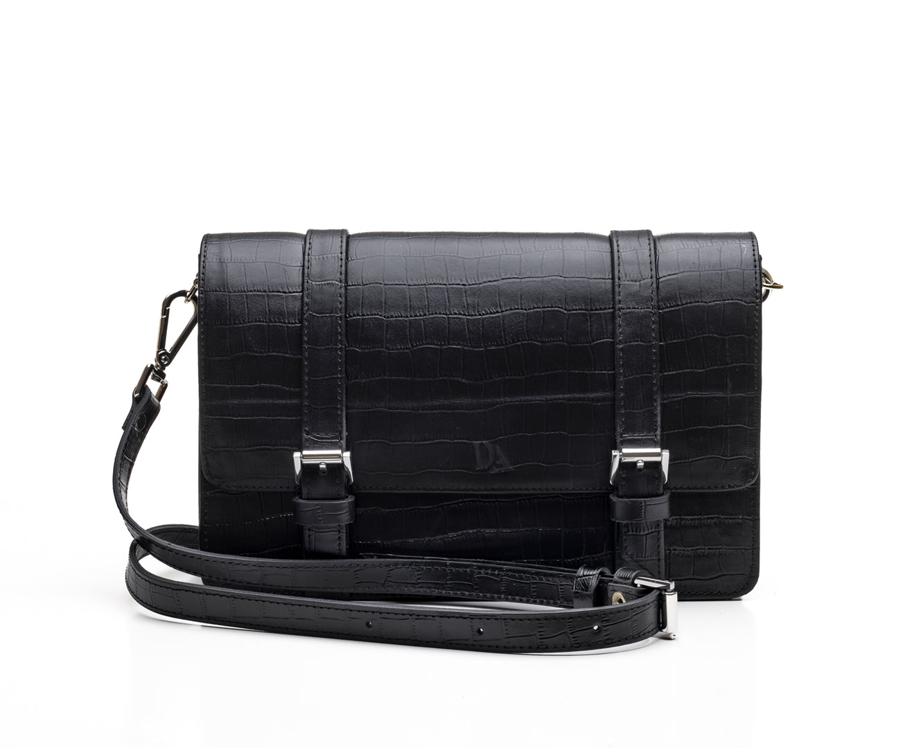 Black Midi Cross Body Bag – Exotic Skin