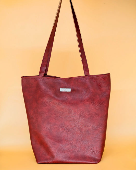 Isimbi Leather Tote (Maroon Tanned)