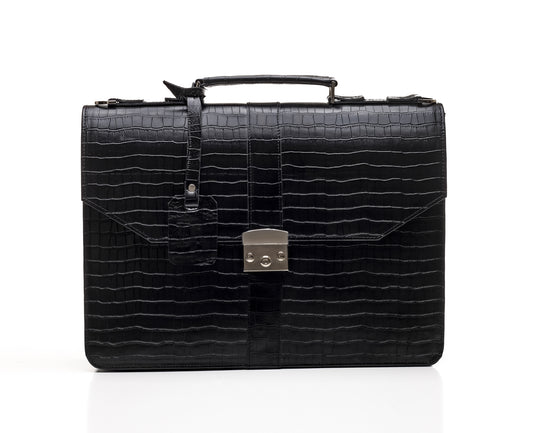 Black Naju Leather Briefcase – Exotic Skin