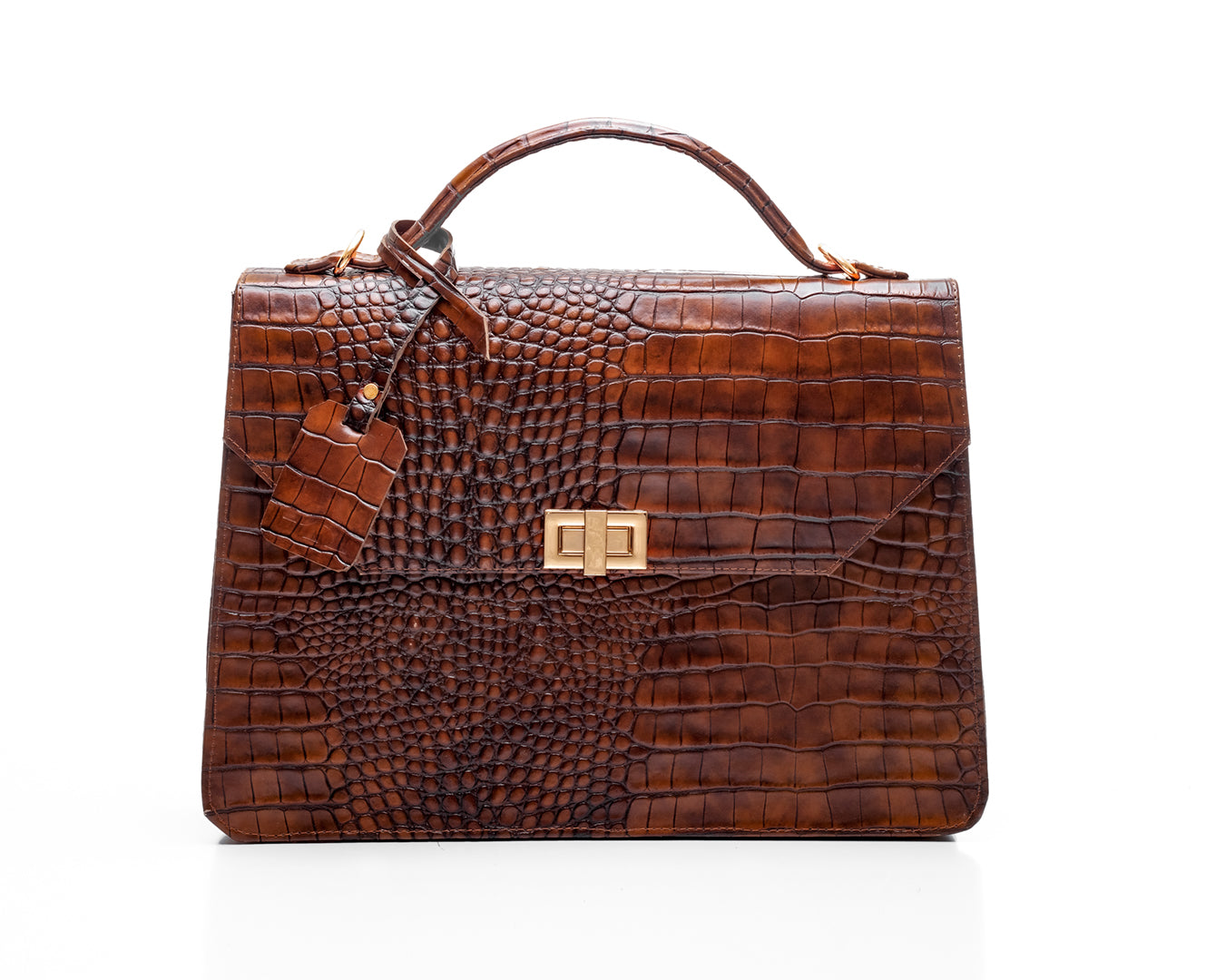 Brown Fome Briefcase – Croc Skin