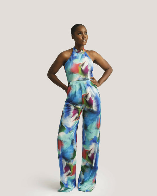 Paint Splatter Halter Jumpsuit