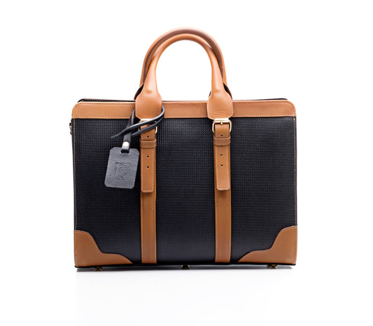 Zusi Black Leather With Brown Detail Briefcase