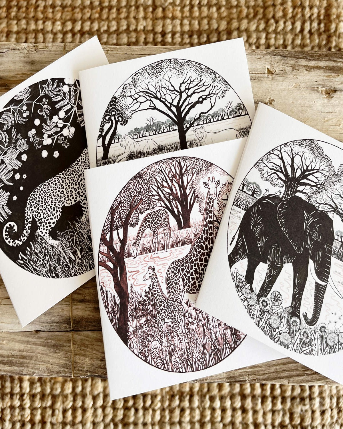 African Animals Greeting Card Set