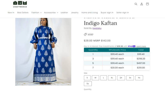 Kariba Hand Painted Indigo Kaftan TESTING